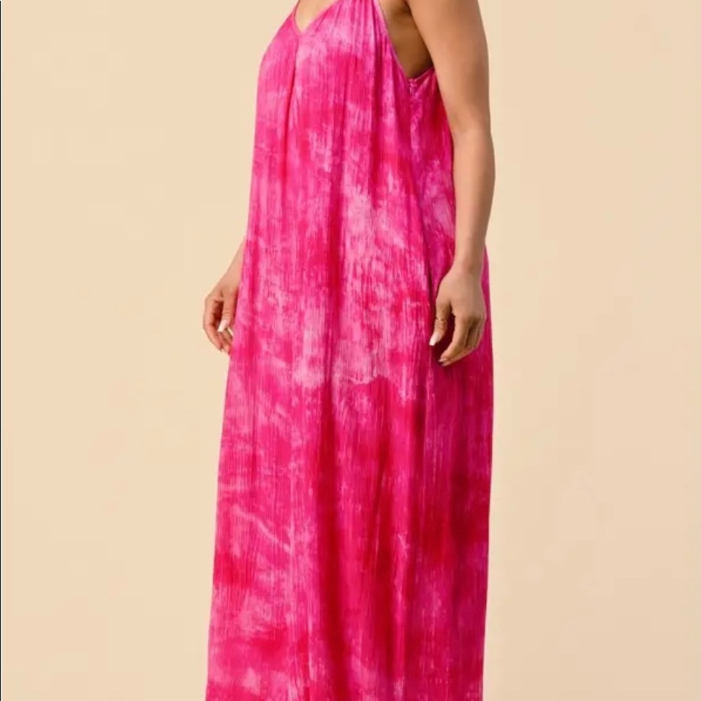 TIE DYE CAMI STRAP JUMPSUIT WITH POCKETS - Picture 3 of 3
